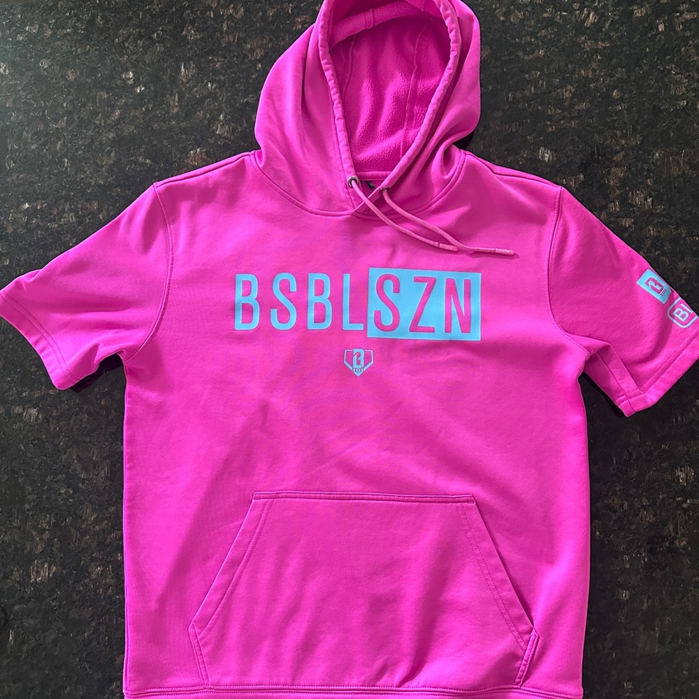 Baseball Lifestyle 101 - BSBL-SZN Short Sleeve Hoodie (cotton candy pink)
